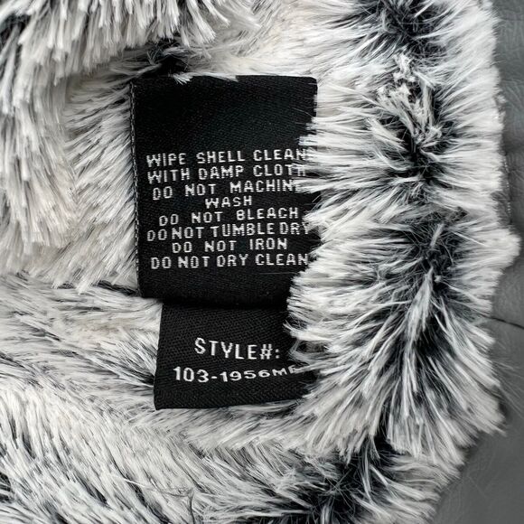 JOUJOU Women's Medium Silver Gray Faux leather Jacket Soft vegan fur lining - Picture 6 of 8